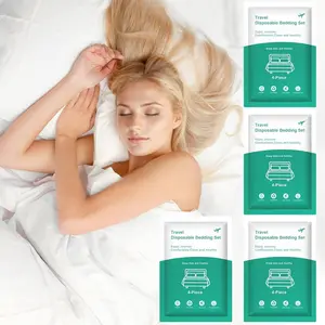 4 Pack Disposable Bed Sheets -  Size with Quilt Cover and Pillowcase, Travel Essentials for Hotel, Cruise