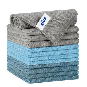 MR.SIGA Microfiber Cleaning Cloth, All-Purpose Microfiber Towels, Streak Free Cleaning Rags, Pack of 12, Navy and Gray, 11.8 X 11.8 Inch