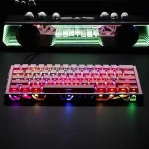 This pink, open-back 61-key mechanical keyboard features multiple RGB lighting options and allows for custom lighting designs. Combining aesthetics and functionality, its pink finish is especially appealing to women, making it a great gift choice.