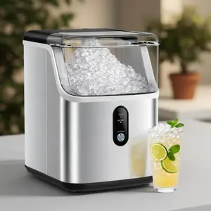 Qunler Countertop ice Maker Machine, 33lb/Day Soft Chewable Pebble Crushed Portable Ice Maker, Stainless Steel