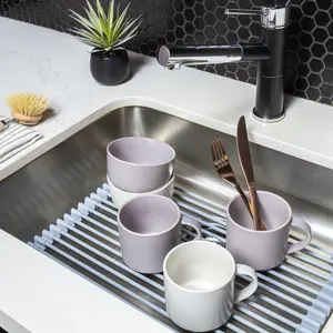 Multi-Purpose Roll-Up Rack Kitchen Organizer Steel Silicone