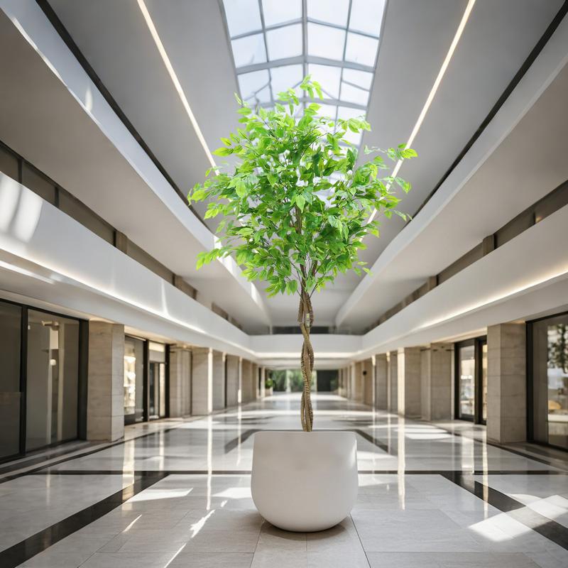 5.2'/5.9' Artificial Ficus Tree, Tall Fake Potted Ficus Tree With Planter, Realistic Texture Potted Faux Ficus Tree For Foyer Porch Decor Home Office Living Room Bedroom