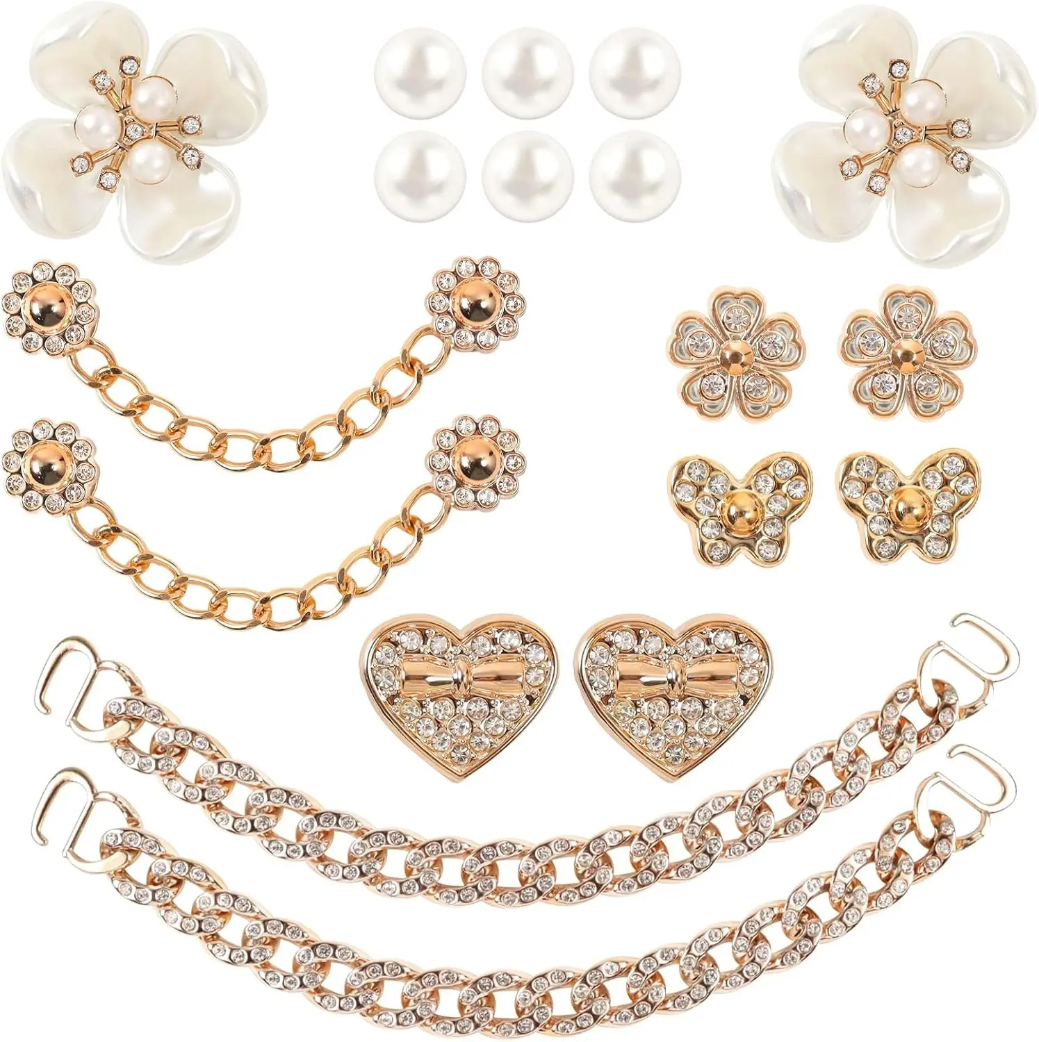 Pearl Flower Shoe Charms for Clogs – Bling Rhinestone Chain Accessories, Crystal Shoe Decorations for Women, Cute Gift Idea