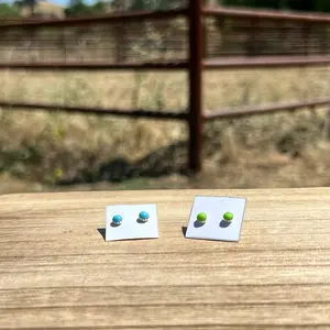 Linda Yazzie Blue Turquoise Stud Earrings