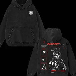 Superstyle Simon "Ghost" Riley Skull Mask Warrior Call of Duty: Modern Warfare II Edition Double Printed Oversize Lightweight Acid Washed Hoodie Game Series Graphic Design Top Cotton Streetwear Game Zone Hoodie Sweatshirt Clothes Menswear Womenswear L H89