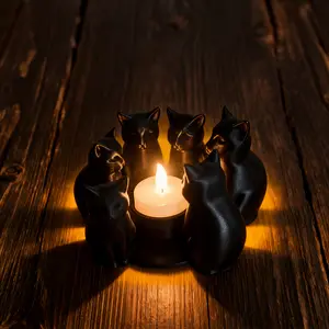 A cute 3D-printed ring-shaped cat candle holder, perfect for creating a warm ambiance. Desktop decorative craft accessory - Fashionable living room and bedroom home decor - Decorative candle stand [without candles].