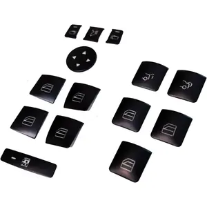 Black Interior Trim Door Power Window Switch Button Cover Sticker Replacement for Benz GLK ML A B C E G GLK ML GLS Class W204 W212 W246 W166 C250 C300 ml350 Tesla Modle S X