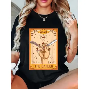 🎉 100% Cotton Funny Barber Hairstylist Barber Shop The Barber Tarot Card T-Shirt