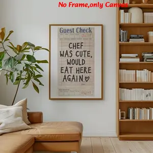 1 pc, wall art, quote poster, chef is cute, guest check poster stylish wall art, print kitchen decor, Decoration, Artistic French Print, charming artwork, apartment prints and posters girly, living room decor, dining room decor, kitchen decor, unframed