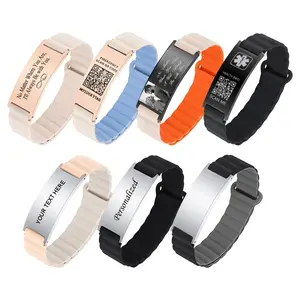 Personalized Medical Alert ID Bracelets for Men Women With QR Code