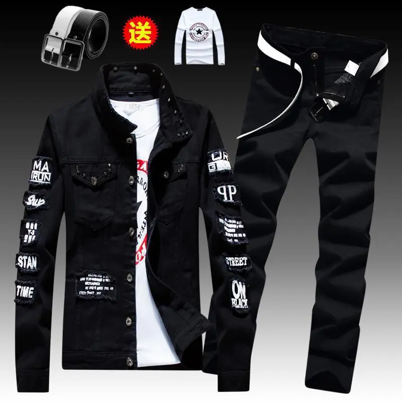 Double button snowflake/black pants