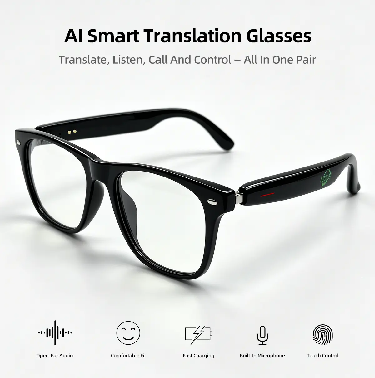 TSBIFV 2026 Wearable Smart Glasses, Elegant Bluetooth Wireless Device for Men & Women, Voice Assistant Integration, Touch Control for Music & Calls, Compact Versatile Design