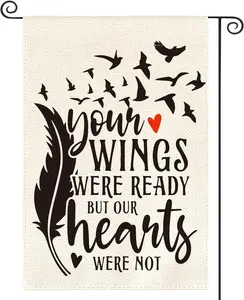 AVOIN Colorlife Feather Love Wings Memorial Garden Flag 12X18 Inch Double Sided Outside, Never Forgotten Memorial Day Gravesite Saying Yard Outdoor Decoration AVOIN colorlife
