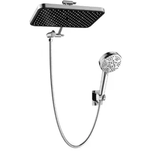 Filtered Shower Head High Pressure Rain Shower Heads 14inch Rainfall Tandem with Filters Power Wash for Hard Water with Extension Arm & Long Hose CP