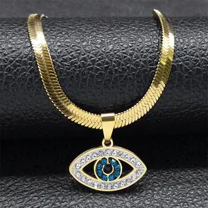 Turkish Evil Blue Eye Necklace Stainless Steel Turkish Eye Necklace Greek Jewelry