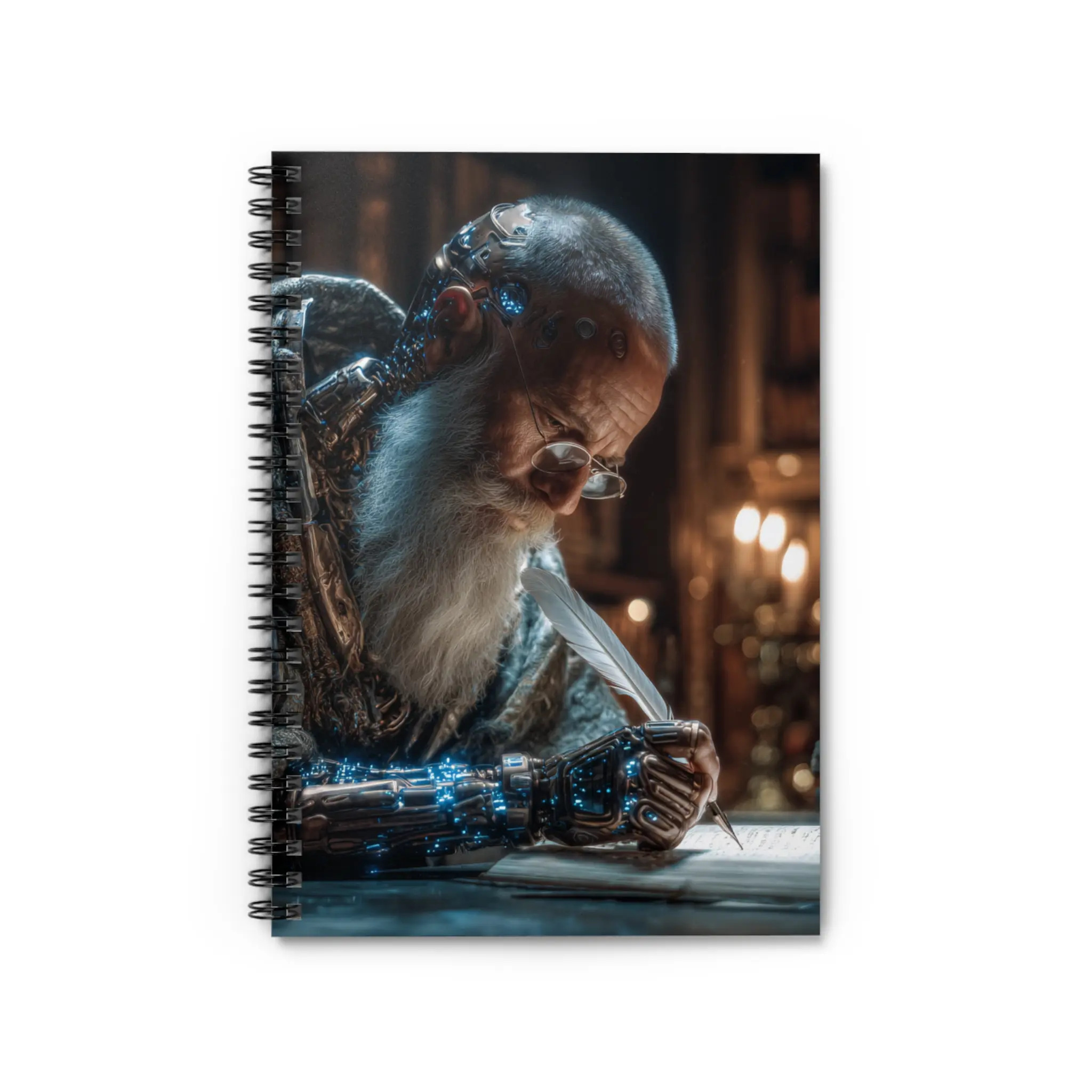 Mystical Cyber Wizard Spiral Notebook - Ruled Lines, Fantasy Journal, Unique Writer's Gift, Creative Notebook, Perfect for Students, Art [...]