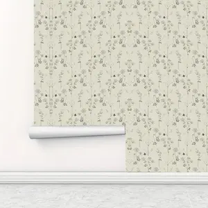 Floral Pattern Wallpaper, 1 Roll Self-adhesive Waterproof Removable Wallpaper, Decorative Sticker for Home Living Room Kitchen Bedroom Dormitory
