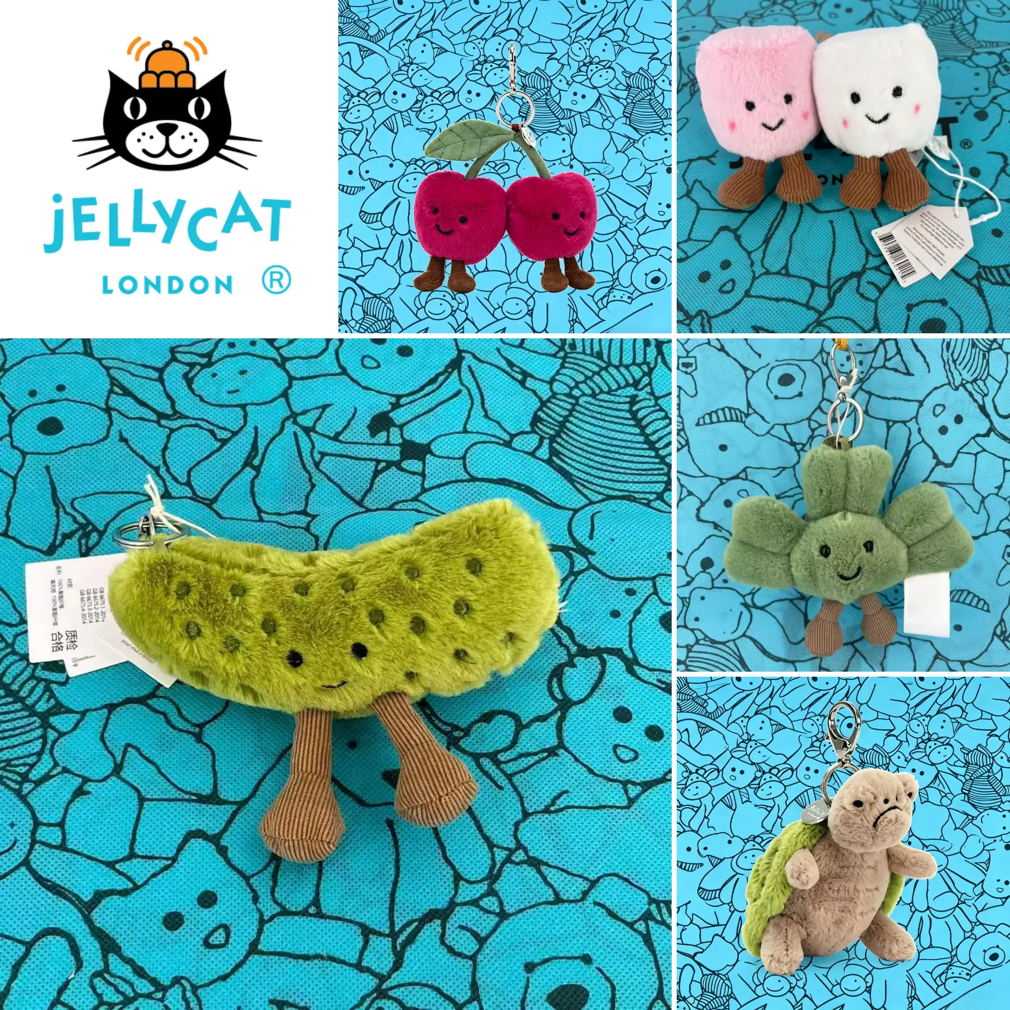 2026 Jellycat Keychains Cute Mini Plush Bag Charm Keychain, Soft Kawaii Stuffed Animal Backpack & Purse Charm, Adorable Bag Accessory Gift for Girls Kids Collectors