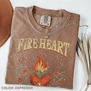 Comfort Colors Fireheart To Whatever End Bookish Tee, Vintage Book Lover T-Shirt, Inspirational Retro Graphic Tee Gift for Readers