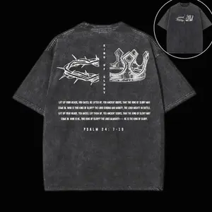 King Of Glory Washed T-Shirt, Vintage Washed T-shirt, Faded Graphic Tee, Retro Style Shirt, Classic Shirt, Vintage Top, Oversized Washed Cotton Tee for Men and Women TK2