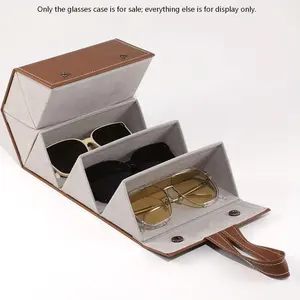 Premium Leather Eyewear Storage Box, Multi-grid Foldable Design for Home Glasses Arrangement