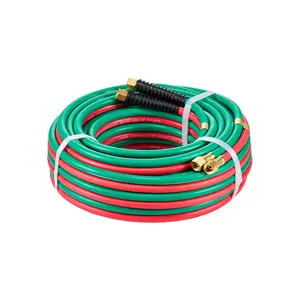 VEVOR Oxygen Acetylene Hose, 1/4-Inch x 50FT Oxy Acetylene Hose with 9/16"-18 LH/RH B Fittings, R Grade Welding Torch Twin Hose with 300PSI Maximum Working Pressure for Cutting Soldering Brazing