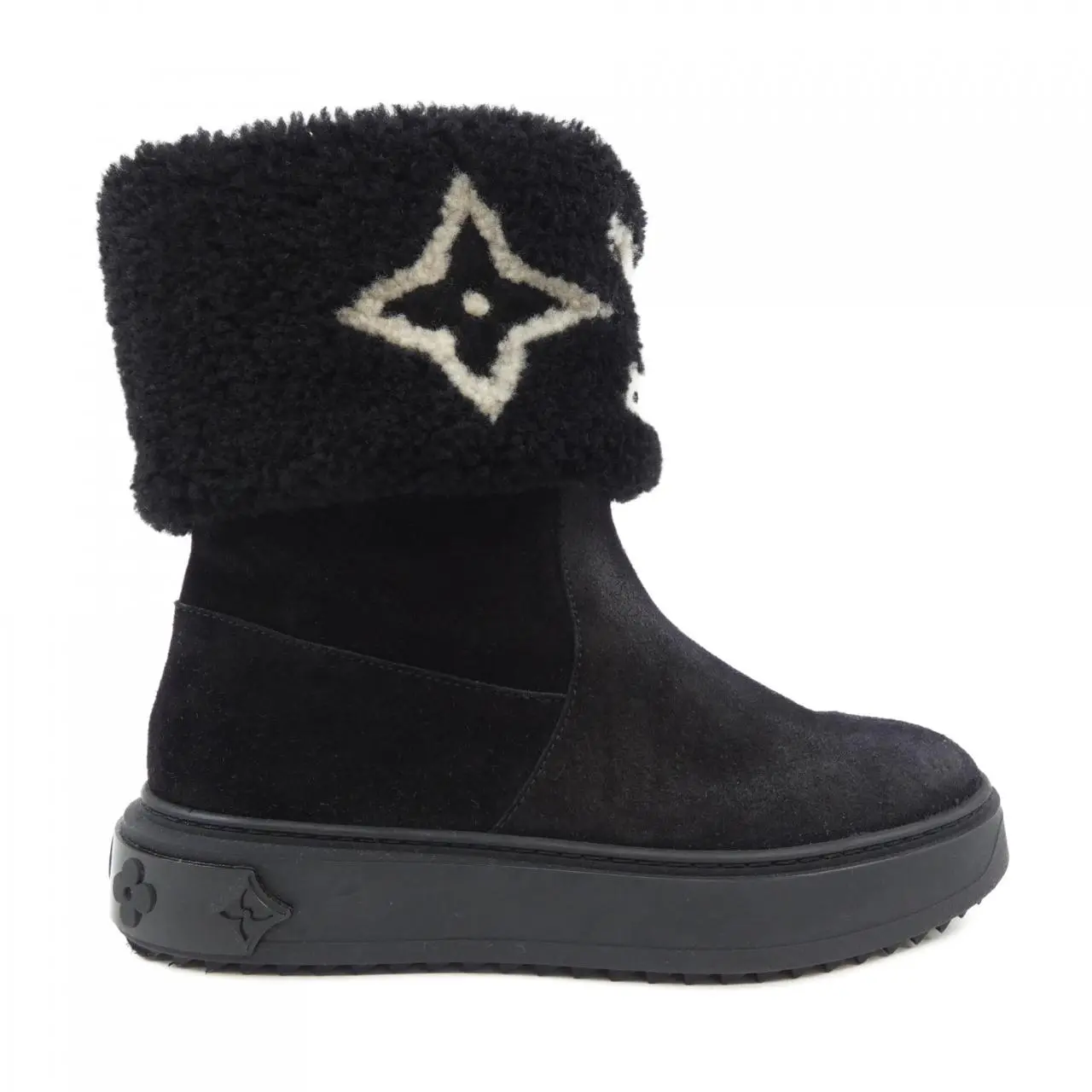 Pre-owned Louis Vuitton Suede Small Leather Goods Snowdrop Shearling Boots