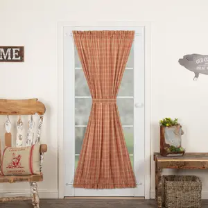 Farmstead Red Plaid Door Panel Curtain