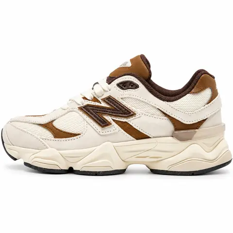NEW BALANCE 9060 'Brown Sugar Latte' Youth Girls' Retro Round Toe Lace-Up Solid Rubber Sneakers - Shoes for Women, Walking Running Sneakers, Sporty Running Shoes, Back to School Footwear