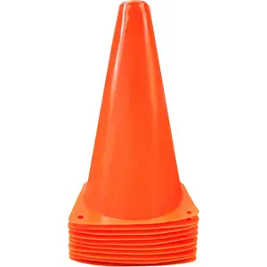 9 inch Plastic Training Traffic Cones Set of 10, Small 9" Traffic Safety Cones for Soccer Football Agility Training, Marker for Indoor Outdoor Sports Activity