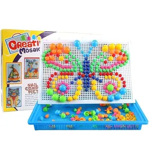 Colorful Mushroom Pin Puzzle Set, Montessori Puzzles Gift, Educational DIY Toy for Kids, Indoor Game, Parent-Child Interaction, Christmas & Halloween Gift