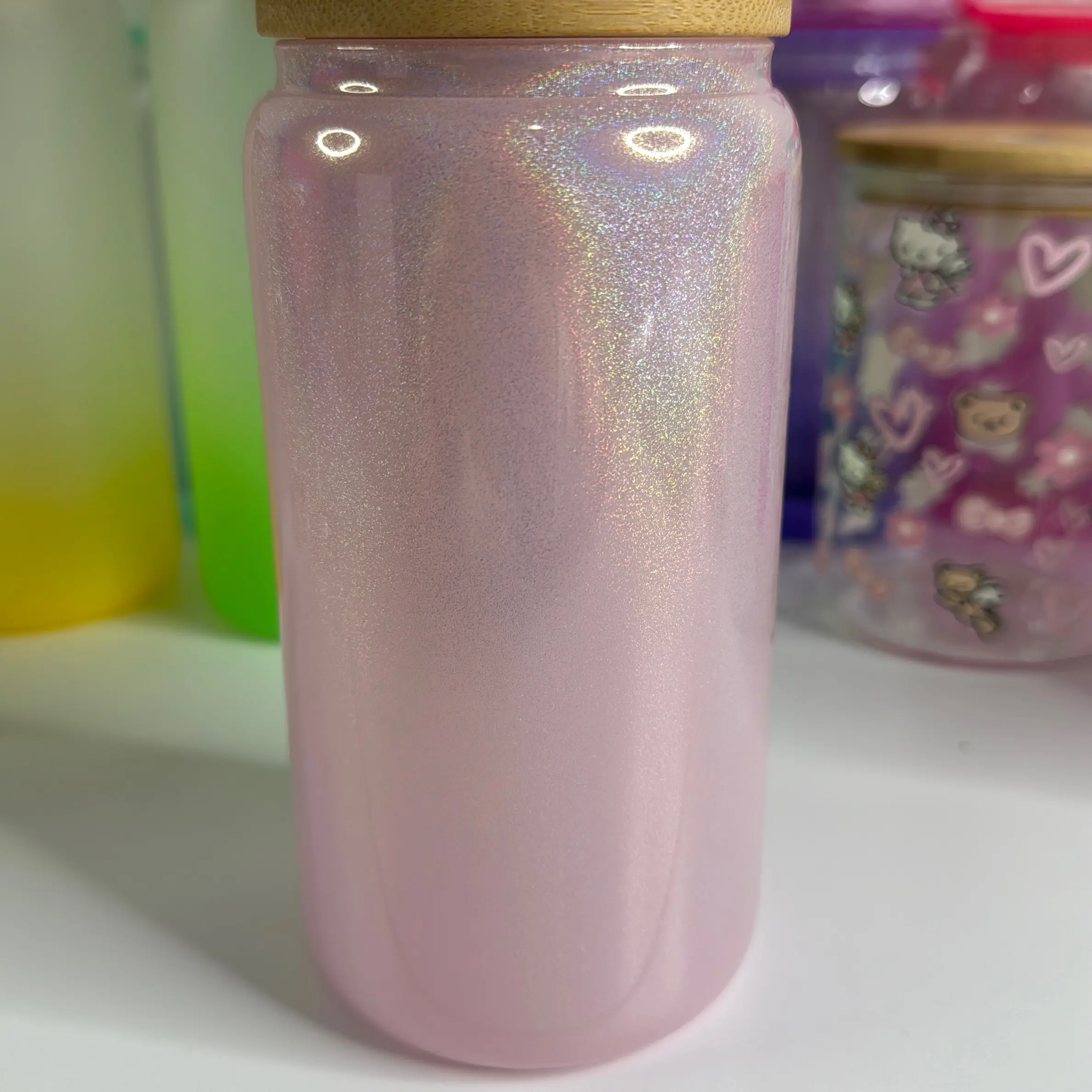 16oz Glitter Glass Cans