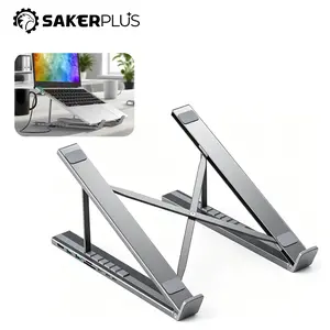 Sakerplus 8-in-1 Laptop Docking Station with Ergonomic Stand, Foldable Aluminum USB C Hub with 4K HDMI,USB 3.0,SD and TF for Full-Function USB C Laptops