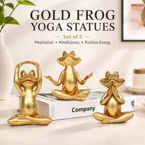 Classic Resin Golden Frog Yoga Ornament - Artistic Colorful Animal Figure Statue, Collectible Contemporary Art Home & Office Decor, Tabletop Accent, Mindfulness Meditation Figurine, Unique Gift for Yoga Lovers, Animal Figure Statues