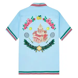 Blue Palace Stripe Camp Collar Casual Shirt: Stylish Design for Men