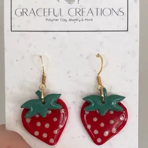 Strawberry Polymer Clay Dangle Earrings
