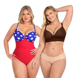 Shapellx Women’s Smart Sculpt Shaping Swimsuit or Seamless Embrace Wireless Bra – U-Ring Cut Out Tummy Control One Piece / 4-Row Back Closure Nylon T-Shirt Bra Creator