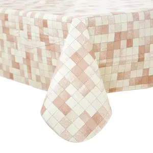 Red& White Checkered Tablecloth 52x70, Bold Waterproof Design, Flannel-Backed Protection