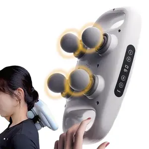 4 Massage Heads Electric Massager, 1 Box Impact Massage Gun with 3 Modes & 6 Gears, Timed Full Body Massager for Back, Legs, Neck, Hands