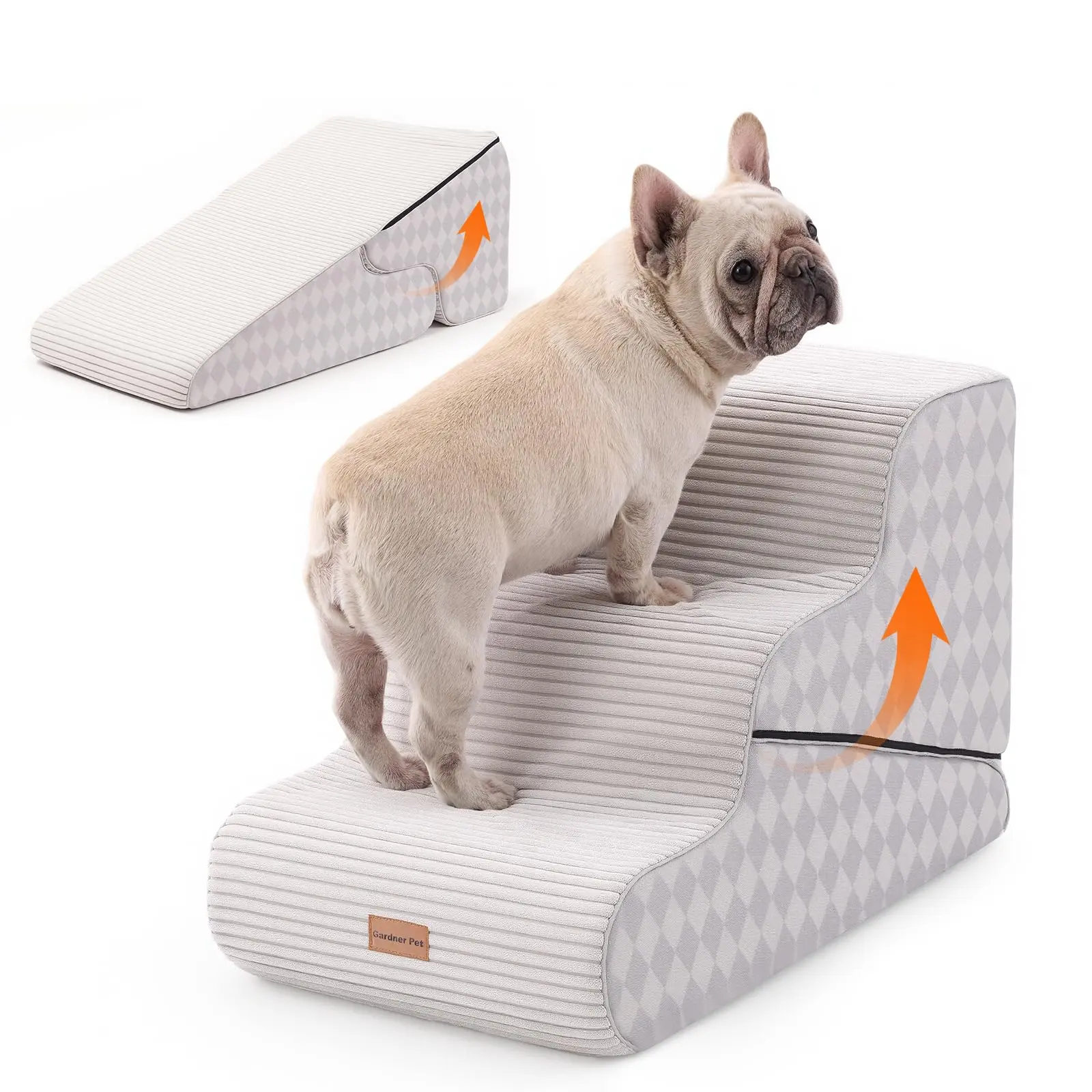 Dog Stairs for Small Dogs for High Bed, Couch with Durable Non-Slip Waterproof Fabric Cover and CertiPUR-US Certified Foam