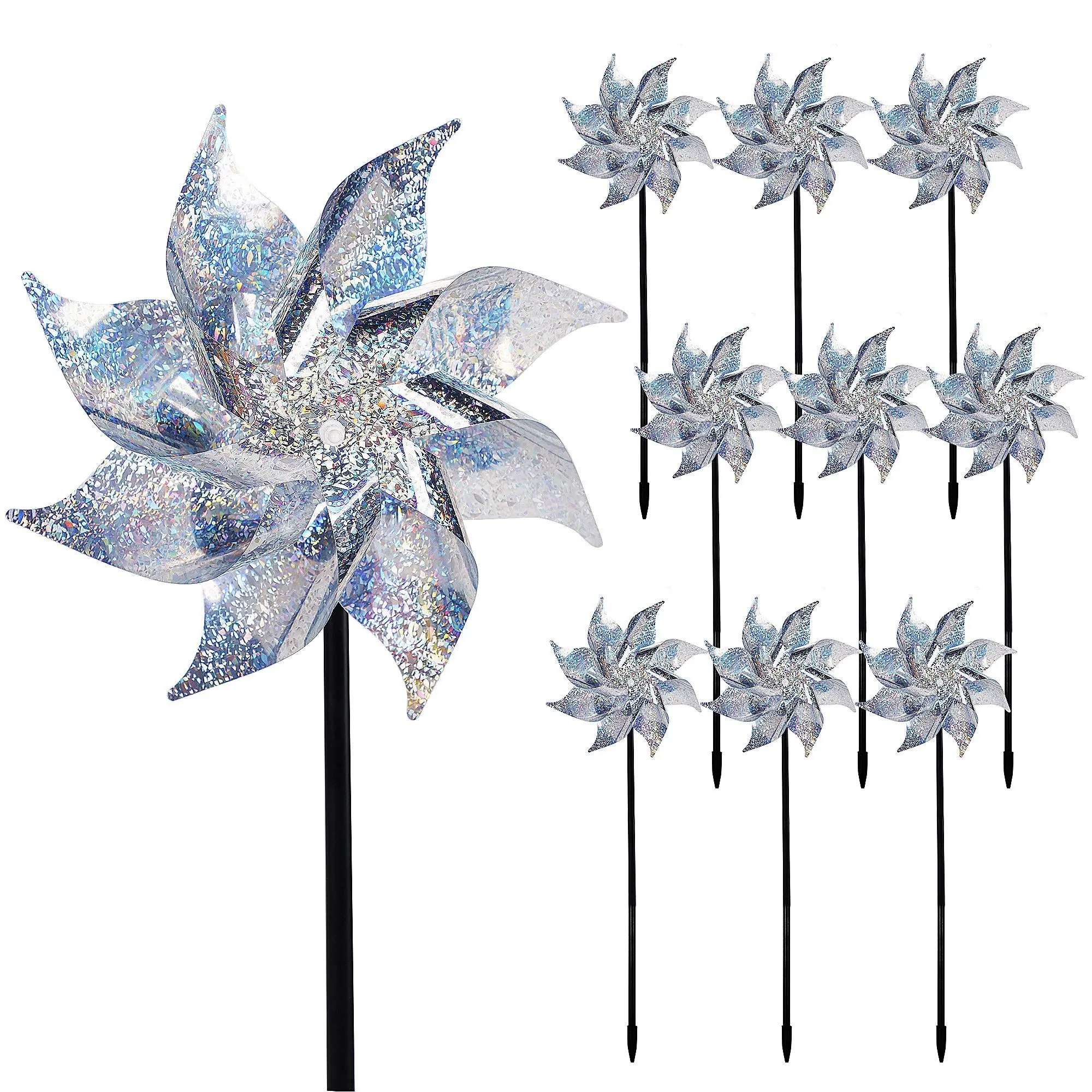 Reflective Windmill Stake (assembly Required), Shiny Garden Decorative Pinwheel, Bird Repellent Device, Outdoor Farmyard Protection, Garden Accessories