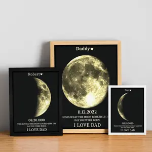 Father’s Day Gift, Personalized Moon Phase Frame Plaque And Sign, Moon Phase Print Plaque And Sign, The Day You Were Born Gift, Personalized Birthday Gift