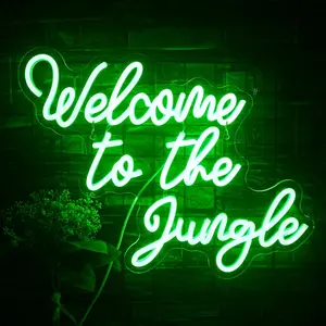 USB Powered Neon Sign, Welcome To The Jungle Neon Sign, Personalized Letter Sign, LED Glowing Wall Mount Neon Light, Decorative Light for Home, Office, Shop, LED Signs, LED Neon Lights