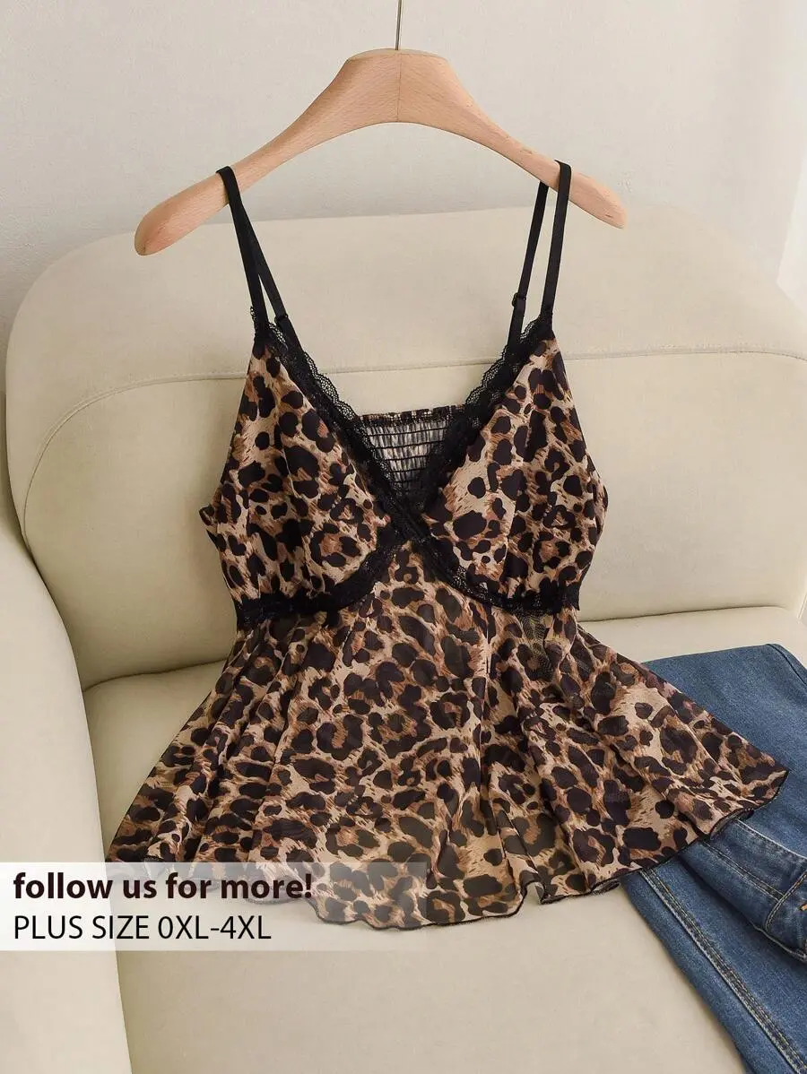 Summer Simple Lace Patchwork Cami Top, Casual Daily Wear
