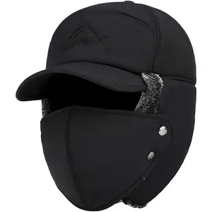 Mens Winter Thermal Trapper Hat Russian Ushanka Ski Hunting Dad Cap Ear Flaps Motorcycle Cycling Mask Women Warm Fur Snow Hat