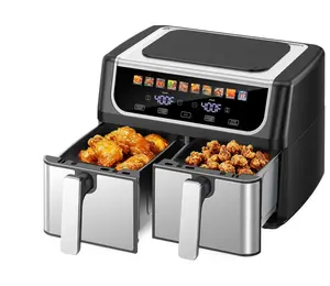 Dual Basket Air Fryer Oven, Digital Control, Clear-View Window, Versatile Air Fryer for Roasting, Baking, Reheating Healthy Meals