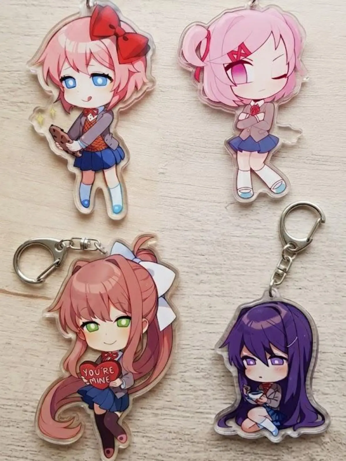 DDLC Yukata Acrylic Keychain, Monika Natsuki Yuri Sayori Kimono Bag Charm, Doki Doki Literature Club