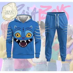 Hoodie and pants set, teenage and adult hunter role-playing set, Blue Tiger paired with family clothing, anime and women's clothing
