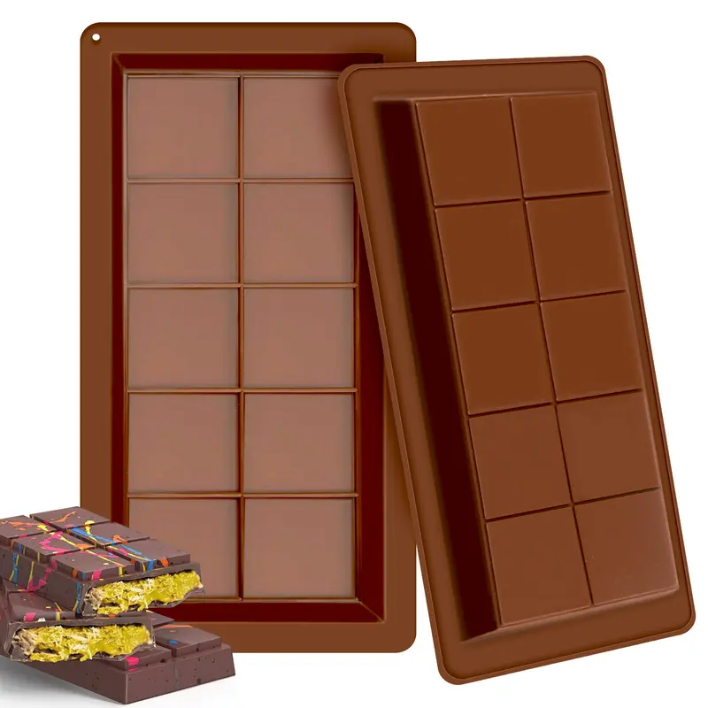 2-Pack Food Grade Silicone Baking Mold - 1in Thick Heat Resistant Tin, Large Square Versatile Design for Pistachio Treats, Easy-Use Clean Flexible DIY Tool, Chocolate Bar/Hand Silicone Sweet Mould, Freezer Kitchen Bakeware, Backing Sheet Compatible