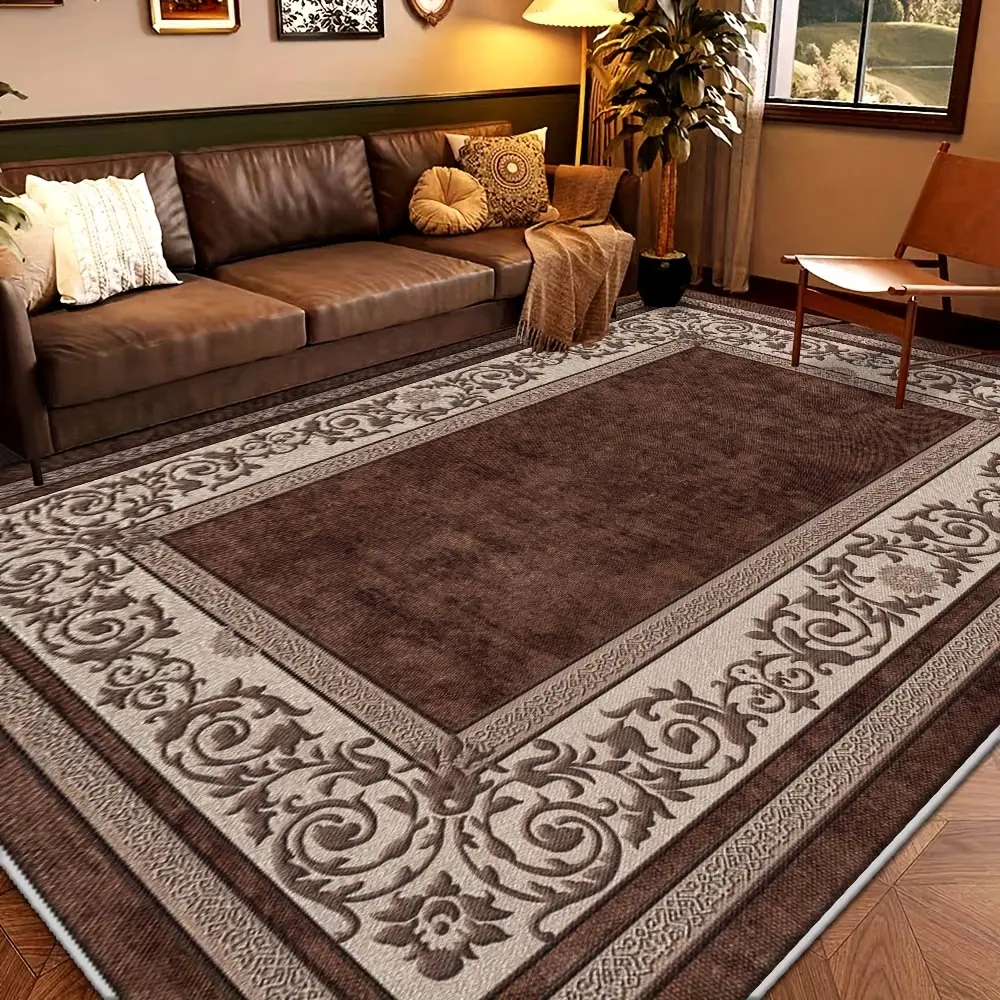 Decorative Rugs - Super Soft Modern Vintage Area Rug, Washable, Lightweight Non-Slip Floor Decor for Living Rooms, Bedrooms, Modern Area Rug